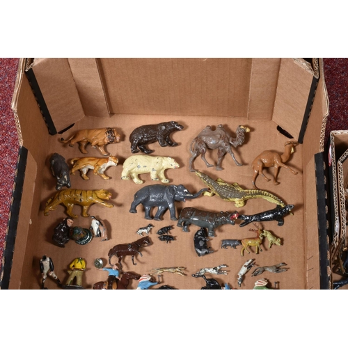 8 - A QUANTITY OF ASSORTED HOLLOWCAST FIGURES, ANIMALS AND ACCESSORIES, mainly Britains and John Hill & ... 