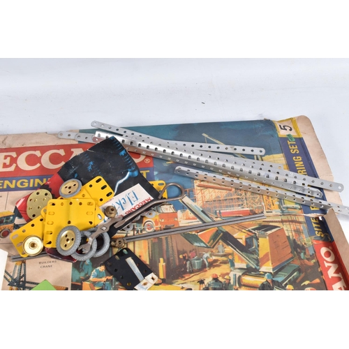 117 - A BOXED MECCANO SITE ENGINEERING SET NO.5, looks to be part built into the crane model with very lit... 