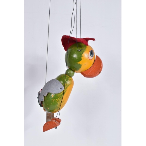 60 - A BOXED PELHAM PUPPET CATERPILLAR AND PELHAM PUPPET PARROT, Caterpillar is earlier non fluffy wooden... 