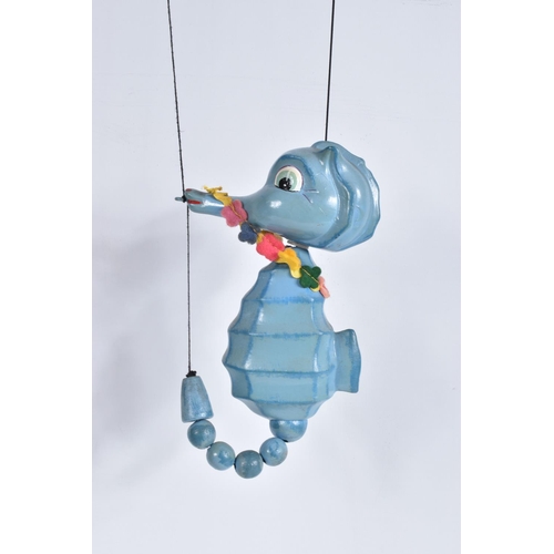 68 - A BOXED PELHAM SL63 BLUE SEAHORSE PUPPET,  version with wooden bead tail, appears complete and in go... 