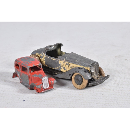 81 - A QUANTITY OF PRE WAR AND EARLY POSTWAR DINKY TOYS VEHICLES, all in playworn condition, many are suf... 