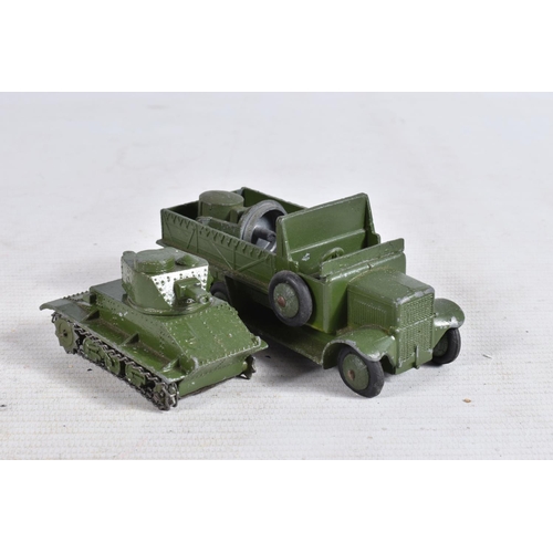 82 - A QUANTITY OF PRE WAR AND EARLY POSTWAR DINKY TOYS AND OTHER MILITARY VEHICLES, all in playworn cond... 