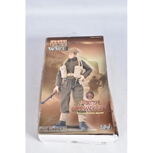 93 - A SELECTION OF ELITE FORCE WW2 ACTION FIGURES, boxes for models 2nd British Commando Unit Private Ro... 