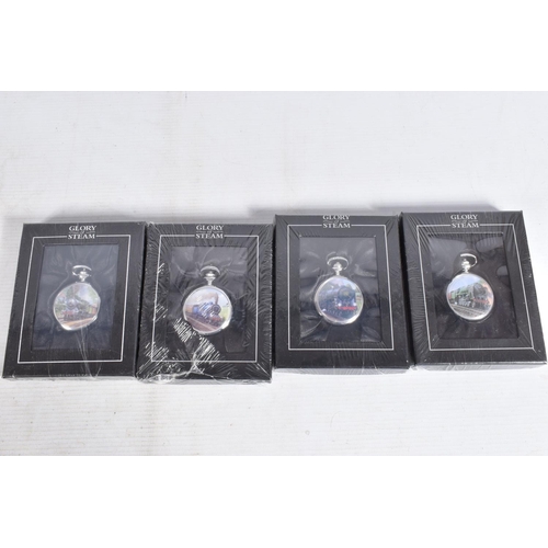 94 - A COLLECTION OF THIRTY-ONE BOXED AND SEALED GLORY OF STEAM LOCOMOTIVE POCKET WATCHES, all depicting ... 