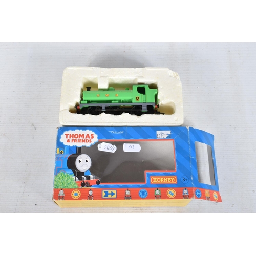 126 - THREE BOXED HORNBY RAILWAYS OO GAUGE THOMAS AND FRIENDS LOCOMOTIVES, 'Duck' No.8 green livery (R382)... 