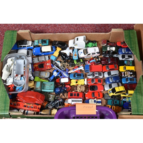 146 - A LARGE SELECTION OF PLAYWORN MODEL VEHICLES, to include a Crescent steel car painted in red, number... 