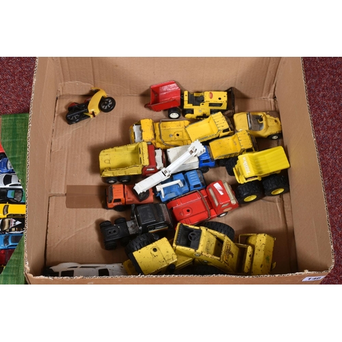 146 - A LARGE SELECTION OF PLAYWORN MODEL VEHICLES, to include a Crescent steel car painted in red, number... 