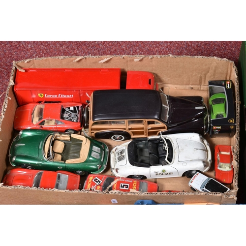 148 - A SELECTION OF BOXED AND UNBOXED COLLECTIBLE MODEL VEHICLES, to include two 1/18 Bburago Porsche 356... 