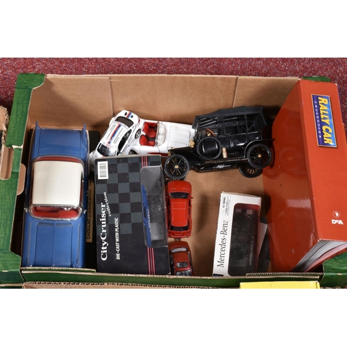 148 - A SELECTION OF BOXED AND UNBOXED COLLECTIBLE MODEL VEHICLES, to include two 1/18 Bburago Porsche 356... 