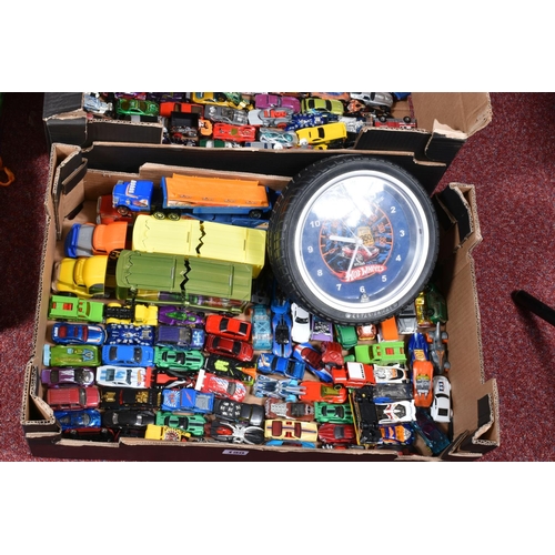 150 - TWO BOXES OF MOSTLY UNBOXED AND PLAYWORN HOT WHEELS, included within the lot are a selection of seal... 