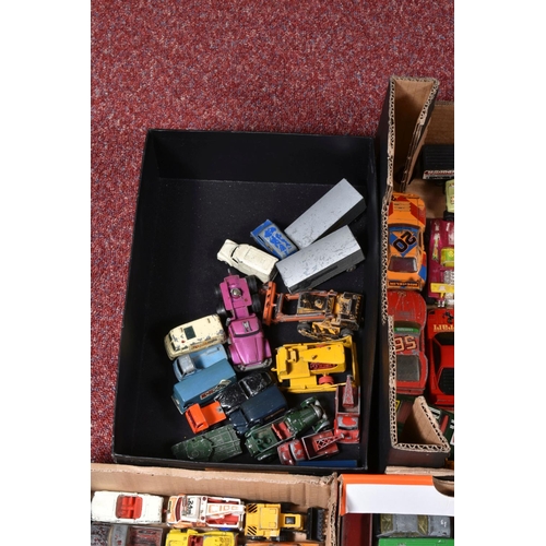 151 - A QUANTITY OF UNBOXED PLAYWORN DIECAST MATCHBOX VEHICLES,  presented in six boxes to include superfa... 