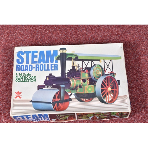 155 - A BOXED BANDAI STEAM ROAD-ROLLER 1/16 SCALE SELF BUILD MODEL,  part built but includes instructions ... 