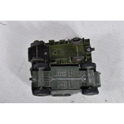 156 - A COLLECTION OF UNBOXED PLAYWORN DIE-CAST DINKY AND CORGI MILITARY VEHICLES, to include a Dinky two ... 