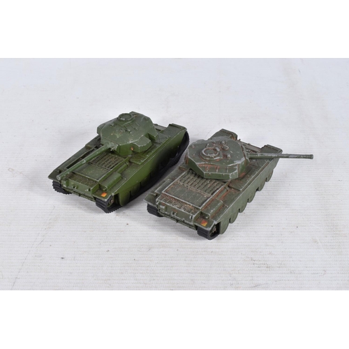 156 - A COLLECTION OF UNBOXED PLAYWORN DIE-CAST DINKY AND CORGI MILITARY VEHICLES, to include a Dinky two ... 