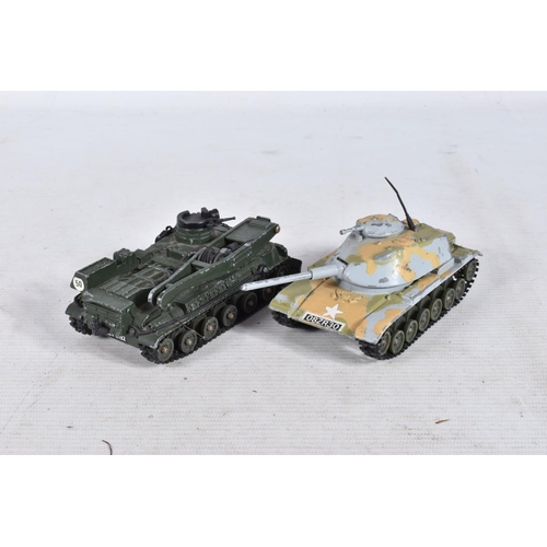 156 - A COLLECTION OF UNBOXED PLAYWORN DIE-CAST DINKY AND CORGI MILITARY VEHICLES, to include a Dinky two ... 