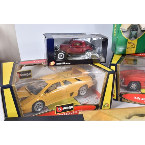 165 - A QUANTITY OF BOXED MODERN DIECAST SPORTS CAR AND AIRCRAFT MODELS, to include Corgi Classics Precisi... 