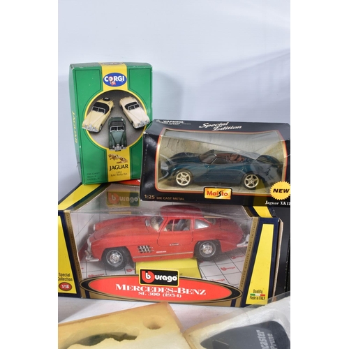 165 - A QUANTITY OF BOXED MODERN DIECAST SPORTS CAR AND AIRCRAFT MODELS, to include Corgi Classics Precisi... 