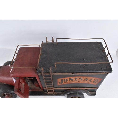 167 - A LARGE SCALE MODERN WOODEN AND METAL MODEL OF A 1930'S STYLE DELIVERY VAN, length approx.60cm, with... 