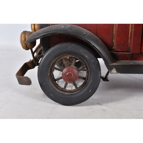 167 - A LARGE SCALE MODERN WOODEN AND METAL MODEL OF A 1930'S STYLE DELIVERY VAN, length approx.60cm, with... 