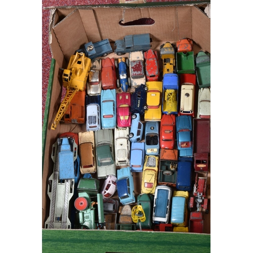 172 - A COLLECTION OF PLAYWORN DIE-CAST MODEL VEHICLES, to include Corgi models Heinkel 233, a Proteus Cam... 