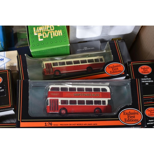 173 - A LARGE COLLECTION OF BOXED AND UNBOXED DIECAST BUS, COACH AND TRAM MODELS, to include Corgi OOC inc... 