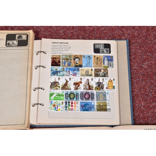 203 - SMALL BOX WITH WORLDWIDE COLLECTION OF STAMPS IN FIVE JUNIOR TYPE ALBUMS AND LOOSE