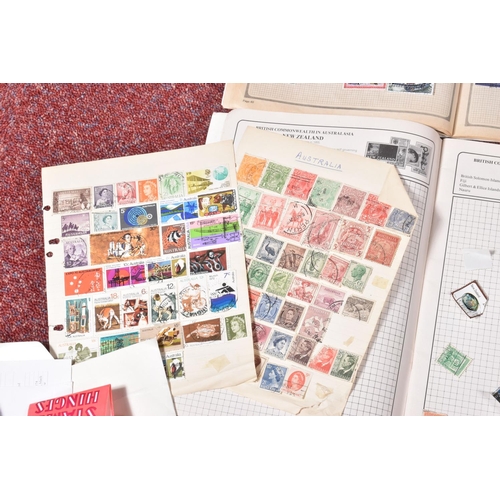 203 - SMALL BOX WITH WORLDWIDE COLLECTION OF STAMPS IN FIVE JUNIOR TYPE ALBUMS AND LOOSE