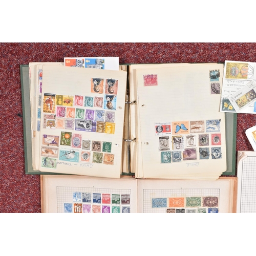 203 - SMALL BOX WITH WORLDWIDE COLLECTION OF STAMPS IN FIVE JUNIOR TYPE ALBUMS AND LOOSE