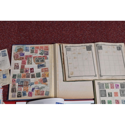 207 - SMALL ACCUMULATION OF STAMPS IN A BOX AS FIVE ALBUMS AND LOOSE IN PACKETS, we note attractive 1840 p... 