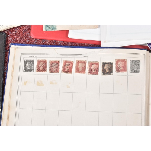 207 - SMALL ACCUMULATION OF STAMPS IN A BOX AS FIVE ALBUMS AND LOOSE IN PACKETS, we note attractive 1840 p... 