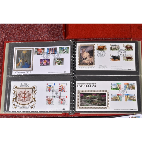 215 - COLLECTION OF GB FDCs IN FOUR ALBUMS AND A FURTHER EMPTY ALBUM, mostly sponsored covers eg Cotswold ... 