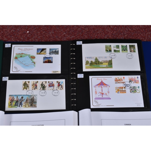 216 - COLLECTION OF STAMPS IN NINE ALBUMS INC GOOD GB FDC COLLECTION IN EXPENSIVE LECHTURM ALBUMS, davo al... 