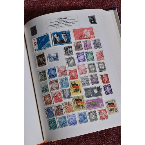 220 - A BOX AND TWO FRAMES OF MOSTLY FACE VALUE GB STAMPS, also a collection worldwide stamps in a Stanley... 