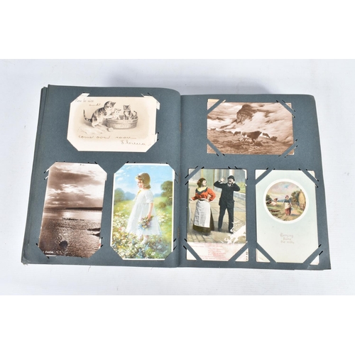 221 - POSTCARDS, one album containing approximately 492*  early 20th century Postcards (Edwardian - 1940's... 