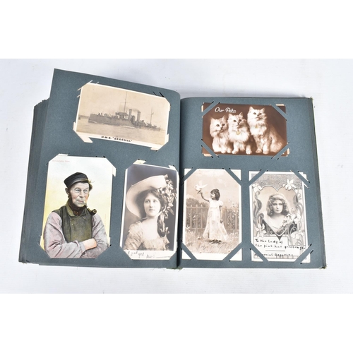 221 - POSTCARDS, one album containing approximately 492*  early 20th century Postcards (Edwardian - 1940's... 