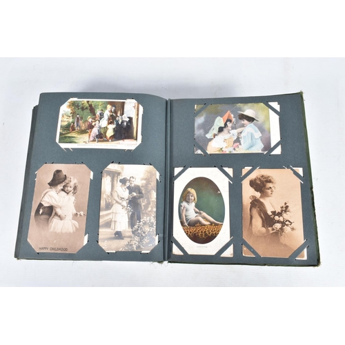 221 - POSTCARDS, one album containing approximately 492*  early 20th century Postcards (Edwardian - 1940's... 