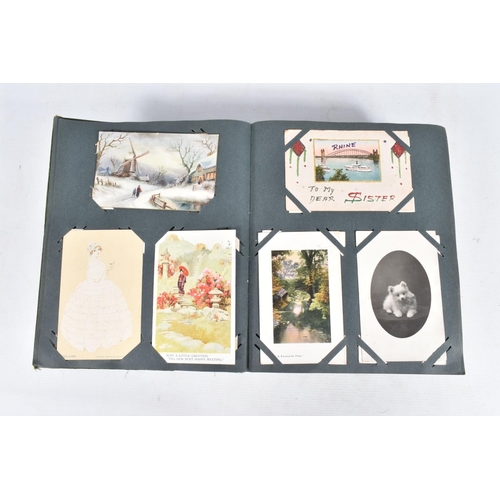 221 - POSTCARDS, one album containing approximately 492*  early 20th century Postcards (Edwardian - 1940's... 