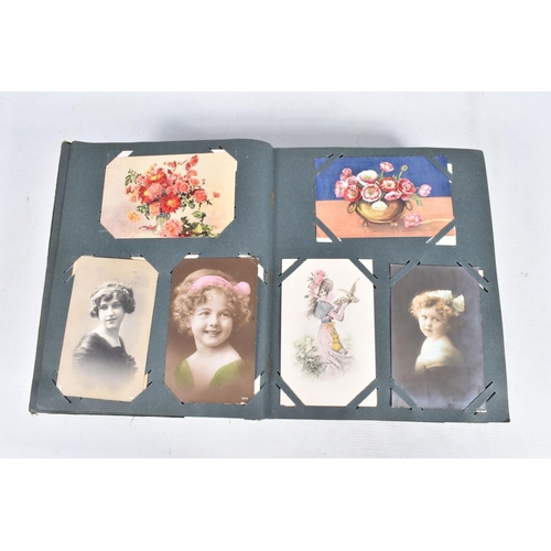 221 - POSTCARDS, one album containing approximately 492*  early 20th century Postcards (Edwardian - 1940's... 