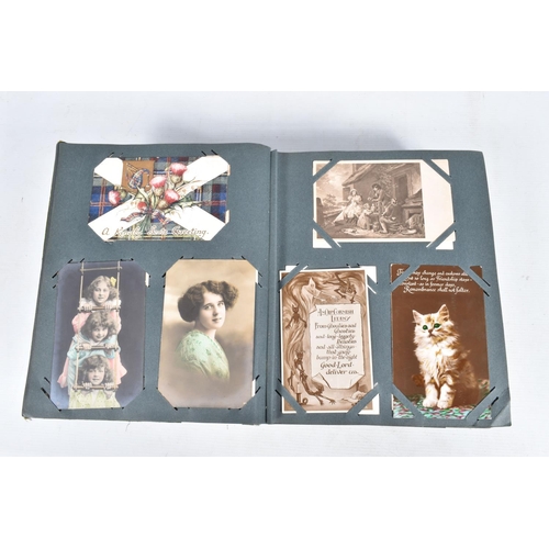 221 - POSTCARDS, one album containing approximately 492*  early 20th century Postcards (Edwardian - 1940's... 