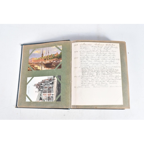 235 - A UNIQUE POSTCARD ALBUM / JOURNAL, one album comprising approximately 180 Postcards and HAND-DRAWN M... 