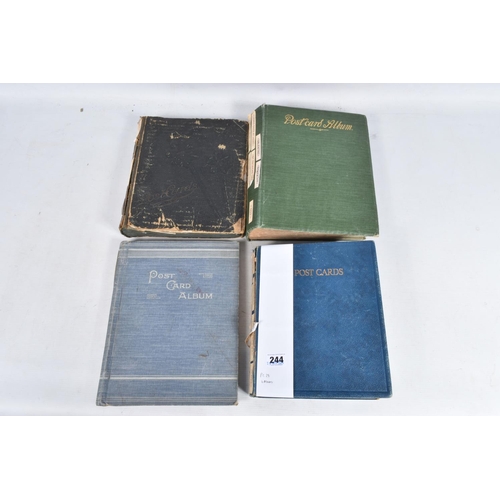 244 - POSTCARDS, four albums containing approximately 380* early 20th century postcards (Edwardian - 1950'... 