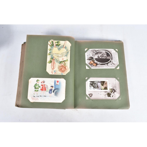 244 - POSTCARDS, four albums containing approximately 380* early 20th century postcards (Edwardian - 1950'... 