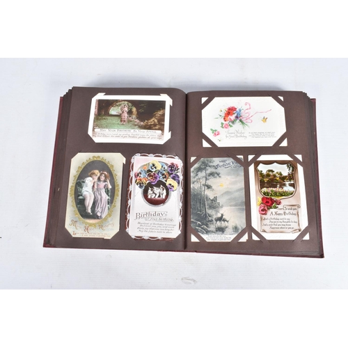 247 - POSTCARDS, two albums containing approximately 492* early 20th century BIRTHDAY Postcards (Edwardian... 