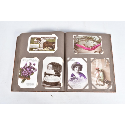 249 - POSTCARDS, two albums containing approximately 502* early 20th century BIRTHDAY /MISCELLANEOUS Postc... 