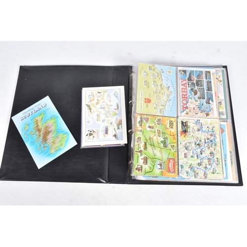 254 - POSTCARDS, four albums containing approximately 685* modern 'Map' Postcards (mid-late 20th century, ... 