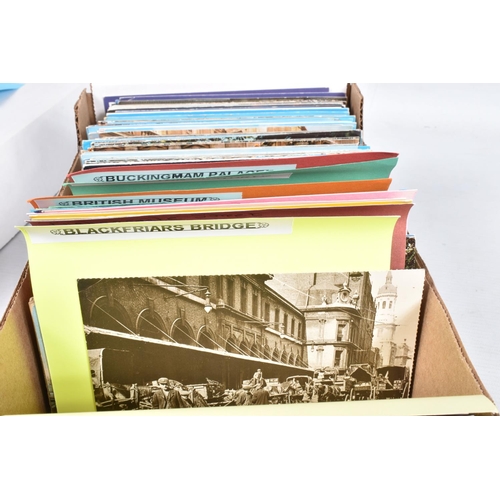 256 - POSTCARDS, one box containing over 800 Postcards of landmarks, institutions, locales and attractions... 