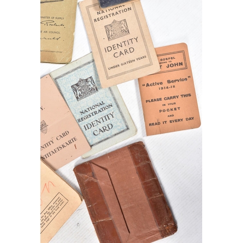 316 - VARIOUS MILITARY RELATED PASSBOOKS, ID cards, certificates, a WWII Loyal service badge and some rank... 