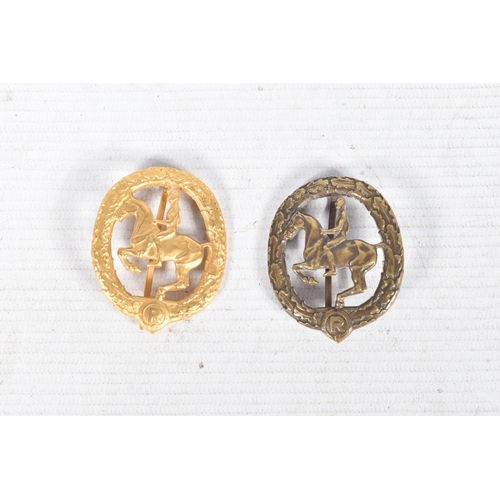 320 - TWO GERMAN EQUESTRIAN PROFICIENCY BADGES, OR KNOWN AS THE GERMAN HORSEMAN'S BADGE, these were a spor... 