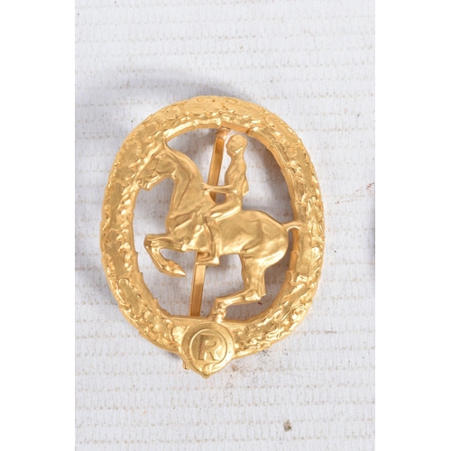 320 - TWO GERMAN EQUESTRIAN PROFICIENCY BADGES, OR KNOWN AS THE GERMAN HORSEMAN'S BADGE, these were a spor... 