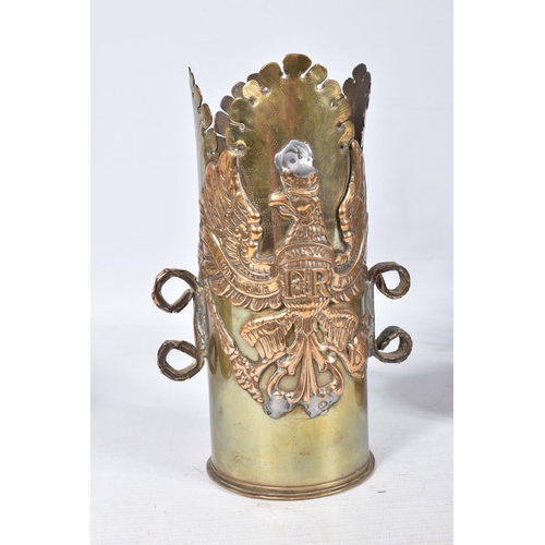 322 - SIX VARIOUS INTERESTING PIECES OF TRENCH ART, these include a 1938 dated wishing well and bucket, th... 